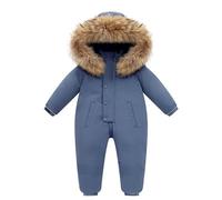 Generisch Traje de esquí para niños, de una pieza, plumón, traje de nieve para bebé, invierno, engrosado, sudadera con capucha, para niñas, niños, pelele de invierno, impermeable, con cierre de