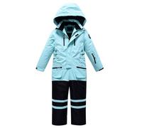 Generisch Traje de esquí para niños, juego de 2 piezas de chaqueta de esquí y pantalones de esquí, impermeable, resistente al viento, traje de nieve monocolor con capucha, cremallera resistente, buen