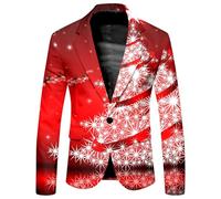 Generisch Traje de estampado navideño para hombre para negocios y comercio exterior Chaqueta de moda suelta y cómoda, rojo, 3XL