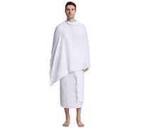 Generisch Traje de hombre Bufanda musulmana de peregrino Hajj Ropa de dos piezas Conjunto de cárdigan Pantalones Sólido Moderno Tradicional Materiales de Alta Calidad 2 Piezas, Blanco, Talla única