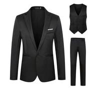 Generisch Traje de hombre de 3 piezas Sakko Hose Set Herrenanzug Slim Fit Herren Stretch Trazüge Hochzeit Regular Modern Jacket für Business Sportliche Suits Outfit komplett Männer Anzug Set, Negro