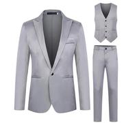 Generisch Traje de hombre de 3 piezas Sakko Hose Set Herrenanzug Slim Fit Herren Stretch Trazüge Hochzeit Regular Modern Jacket für Business Sportliche Suits Outfit komplett Männer Anzug Set, gris