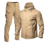 Generisch Traje de lluvia para hombre Athletic Sweatsuits bicicleta senderismo chaqueta impermeable y pantalones de lluvia engrosados traje de color sólido cuello alto chaqueta exterior pantalones de