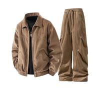 Generisch Traje de luto para hombre y hombre, chaqueta de ante retro, abrigo informal, ajustado, conjunto para primavera, otoño, invierno, traje diario para niños, 152, café, XL