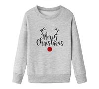 Generisch Traje de Navidad con estampado de letras de manga larga, informal, sin capucha, gris, 6-7 Jahre
