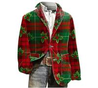 Generisch Traje de Navidad para hombre, ligero, estampado navideño, chaqueta informal con una chaqueta funcional para hombre, verde, M