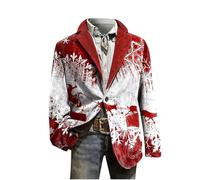 Generisch Traje de Navidad para hombre, ligero, estampado navideño, chaqueta informal con una chaqueta funcional para hombre, Rosa intenso., 4XL