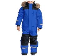 Generisch Traje de nieve 2026, traje de esquí térmico, mono de invierno, cálido, resistente al viento, con protección contra barro extraíble, traje softshell para exterior, azul, 3-4 años