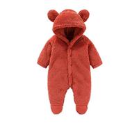 Generisch Traje de nieve de forro polar para bebé recién nacido, dibujos animados, ropa cálida con capucha para niñas y niños, rojo, 3-6 meses