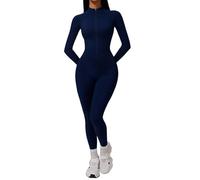 Generisch Traje de nieve para mujer, mono largo apretado de yoga, mono de manga larga, cuello alto, con cremallera, sin costuras, forro polar, mono de una pieza, mono de manga larga acanalada