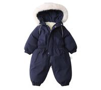 Generisch Traje de nieve para niños de 2 piezas, traje de esquí de invierno, impermeable, resistente al viento, con chaqueta de esquí y pantalones de esquí, monocolor, buen ajuste, marine, 18-24 meses