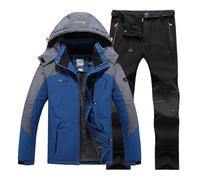 Generisch Traje de nieve unisex engrosamiento chaqueta de forro polar y pantalones de 2 piezas de dos piezas transpirable chándal ligero traje de ocio moderno cómodo, azul claro, L