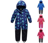 Generisch Traje de nieve unisex para niños, mono de esquí de una pieza, con capucha y patrón de estrella, protección contra el agua, mono de nieve grueso, cálido, para exteriores, chaqueta