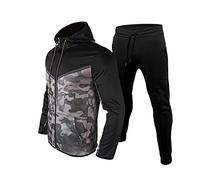 Generisch Traje de ocio deportivo para hombre con detalles de color, suéter de cremallera apto para invierno en diseño moderno, camuflaje, M