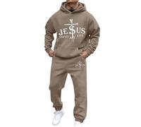 Generisch Traje de ocio para hombre con estampado de letras, ropa de uso diario cómoda para exteriores, ajuste relajado, atuendo de moda para primavera e invierno, marrón, M