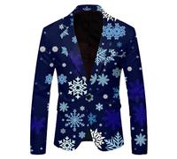 Generisch Traje de Papá Noel para hombre, diseño de copo de nieve navideño, con bolsillos, cálido, azul, 3XL