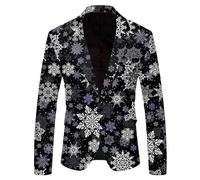 Generisch Traje de Papá Noel para hombre, diseño de copo de nieve navideño, con bolsillos, cálido, Negro , XXL