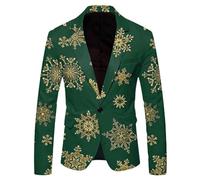 Generisch Traje de Papá Noel para hombre, diseño de copo de nieve navideño, con bolsillos, verde, L