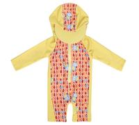 Generisch Traje de protección solar para niña, manga larga, pierna larga, traje de surf con gorra a juego, para piscina, playa, lago, actividades, niños de 1 a 7 años, F-amarillo., 4-5 años