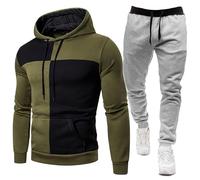 Generisch Traje deportivo para hombre aireado con capucha y bolsillos cálido Y2K de algodón Y2K para correr con cordón y cremallera Cómodo para un ajuste transpirable Traje casual, Verde militar
