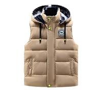 Generisch Traje deportivo para hombre Conjunto de chaleco grueso otoño invierno casual chaqueta sin mangas abrigo camuflaje chaleco para hombre, caqui, 3XL