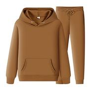 Generisch Traje deportivo para hombre y mujer, invierno, tiempo libre, mono con capucha y adorno de borlas para actividades acogedoras, café, 3XL