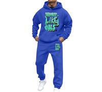 Generisch Traje informal para hombre con estampado de letras, cómodo para uso diario, ajuste relajado para actividades al aire libre, adecuado para primavera e invierno, azul, S