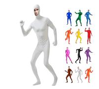 Generisch Traje unisex para hombre con pantalla verde, traje de cuerpo completo, disfraz de Halloween, carnaval, disfraz de color naranja, disfraz de cara abierta, cosplay, mono de segunda piel, mono