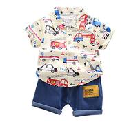 Generisch Trajes camiseta de dibujos animados ropa para bebés niños set 14 ollas + pantalones cortos Baby Summer Boys trajes bebé camiseta, amarillo, 110=XL