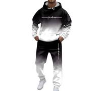 Generisch Trajes de hombre para el día a día y un conjunto de sudadera con capucha más cómodo y holgado, perfecto para todas las estaciones, atuendo elegante y versátil para cualquier ocasión, Negro