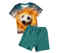 Generisch Trajes informales de dos piezas para niños que se adaptan a la vida cotidiana, ideal para niños pequeños, estilo callejero suave, Verde oscuro., 7-8 años
