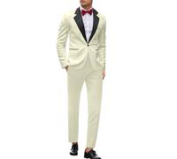 Generisch Trajes para hombre de 2 piezas, corte ajustado, un botón para bodas, negocios, traje formal, chaqueta y pantalones de traje, juego de pantalones clásicos monocromáticos, pantalones