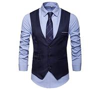 Generisch Trajes para hombre de ajuste regular traje de hombre verano para hombre chaleco sólido de traje británico Slim Fit grande chaleco formal chaleco festivo, marine, M
