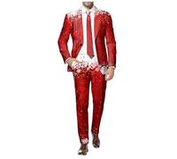 Generisch Trajes para hombre Pantalones de boda informales, sueltos, modernos, cómodos, para negocios comercio exterior, revólver occidental de dos piezas de metal, Color rojo., L