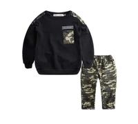 Generisch Trajes traje carta adolescente 2 piezas camuflaje pantalones set ollas bebé trajes conjunto Navidad ropa niño, Negro , 4-5 años