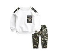 Generisch Trajes traje carta adolescente 2 piezas camuflaje pantalones set ollas bebé trajes conjunto Navidad ropa niño, Blanco, 3-4 años