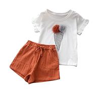 Generisch Trajes Trim + Shorts Set Volantes Bebé Parched Mesh T-shirt Mangas 2 PIEZAS Ropa para Niños Pequeños Niñas Camiseta Niña Trajes y Conjunto Niño Chándal, rojo, 1-2 años