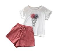 Generisch Trajes Trim + Shorts Set Volantes Bebé Parched Mesh T-shirt Mangas 2 PIEZAS Ropa para Niños Pequeños Niñas Camiseta Niña Trajes y Conjunto Niño Chándal, morado, 4-5 años