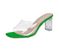 Generisch Transparente PVC Open Toe Sandalias de Tacón Grueso Zapatos de Mujer Elegante Tacón, verde, 41 EU