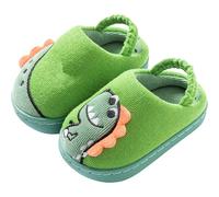 Generisch Trineo de madera para niños, zapatillas de algodón para invierno, para niños y niñas, para el hogar, para interiores, bonitos mocasines acolchados de lana, talla 34, verde, 25 EU