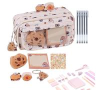 Generisch Trousse Scolaire Capybara - Pochette Stylos en Toile | Trousse Fournitures Bureau Avec Motif Mignon Pour Primaire Collège, Accesorio Crayons, Gel, Autocollants, Papelería