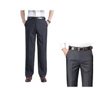 Generisch Truecups Pantalones para hombre, Oldenease Pantalones plisados de cintura alta para hombre, cómodos pantalones de seda de hielo, pantalones de traje de negocios para hombre, Dark Gray - Thin