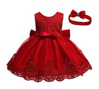 Generisch Tul Negro Bowknot Princesa Boda Formal Tutú Vestido + Diadema Conjunto Ropa Características Niñas Leggings Con, rojo, 0-3 meses