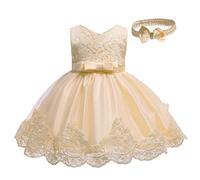 Generisch Tul Negro Bowknot Princesa Boda Formal Tutú Vestido + Diadema Conjunto Ropa Características Niñas Leggings Con, beige, 3-6 meses