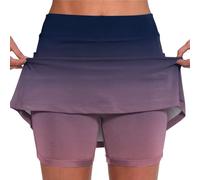 Generisch Tul - Pantalones cortos para mujer, color liso, cintura media, culottes, faldas cortas, pantalones estrechos con parte superior, morado, 5XL