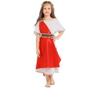 Generisch Tull Vestido para niña, disfraz griego romano con diadema para niños pequeños, vestido de Halloween, toga, traje de Dios, talla 5 12 (rojo, 11-12 años)
