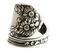 Generisch Tumblr Anillos Oxidados Spoon Ring Adjustable Ring Jewelry for Women Teen Girls Open Ring Mothers Day Birthday For Mom, Sister, Wife, Friends, Grandma Melkfett Caléndula, A, Metal, Sin