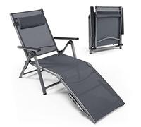 Generisch Tumbona 10399NP, Tela, Aluminio, Plata, 180 x 67 x 69,5 cm (Largo x Ancho x Alto)