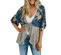 Generisch Túnica de playa para mujer, playa, bolero, coberturas, tiempo libre, poncho frontal abierto, para mujer, de gasa, bikini, cubierta larga de verano, largo hasta la rodilla, boho, holgado