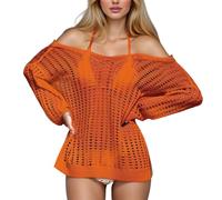 Generisch Túnica de playa para mujer, verano, tallas grandes, poncho de playa, vestido de playa, túnica bohemia, ropa de playa, elegante, manga larga, bikini para vacaciones en la playa, senderismo